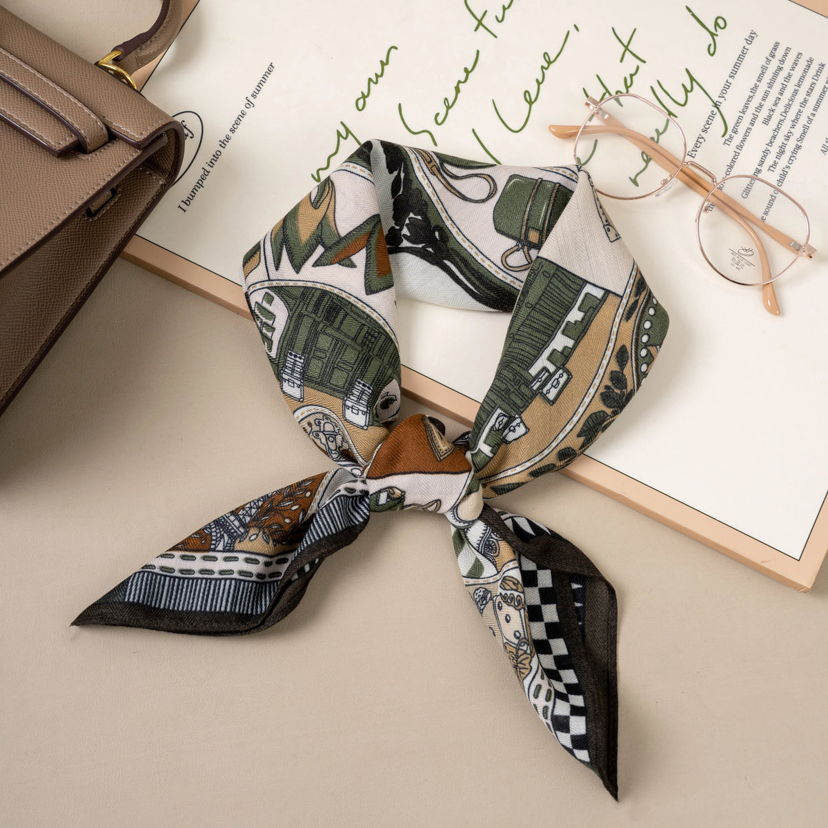 Designer Inspired Square Scarf in Rich Neutral Tones