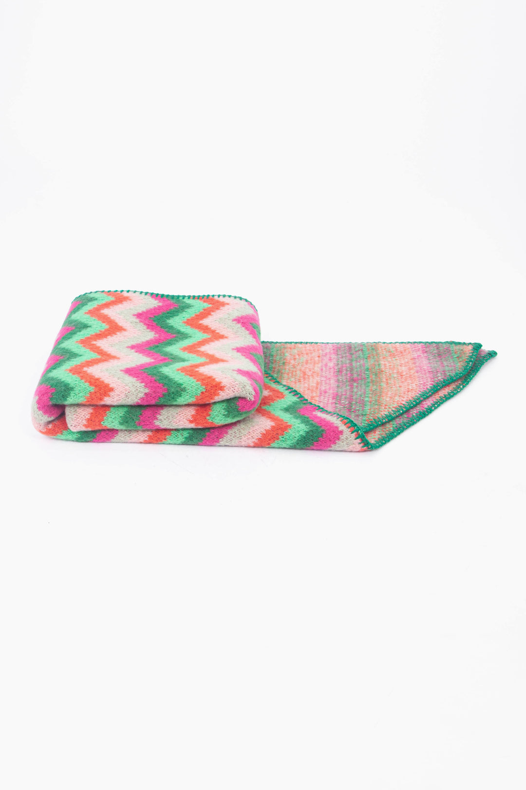 Asymmetric Green & Pink Heavyweight Scarf