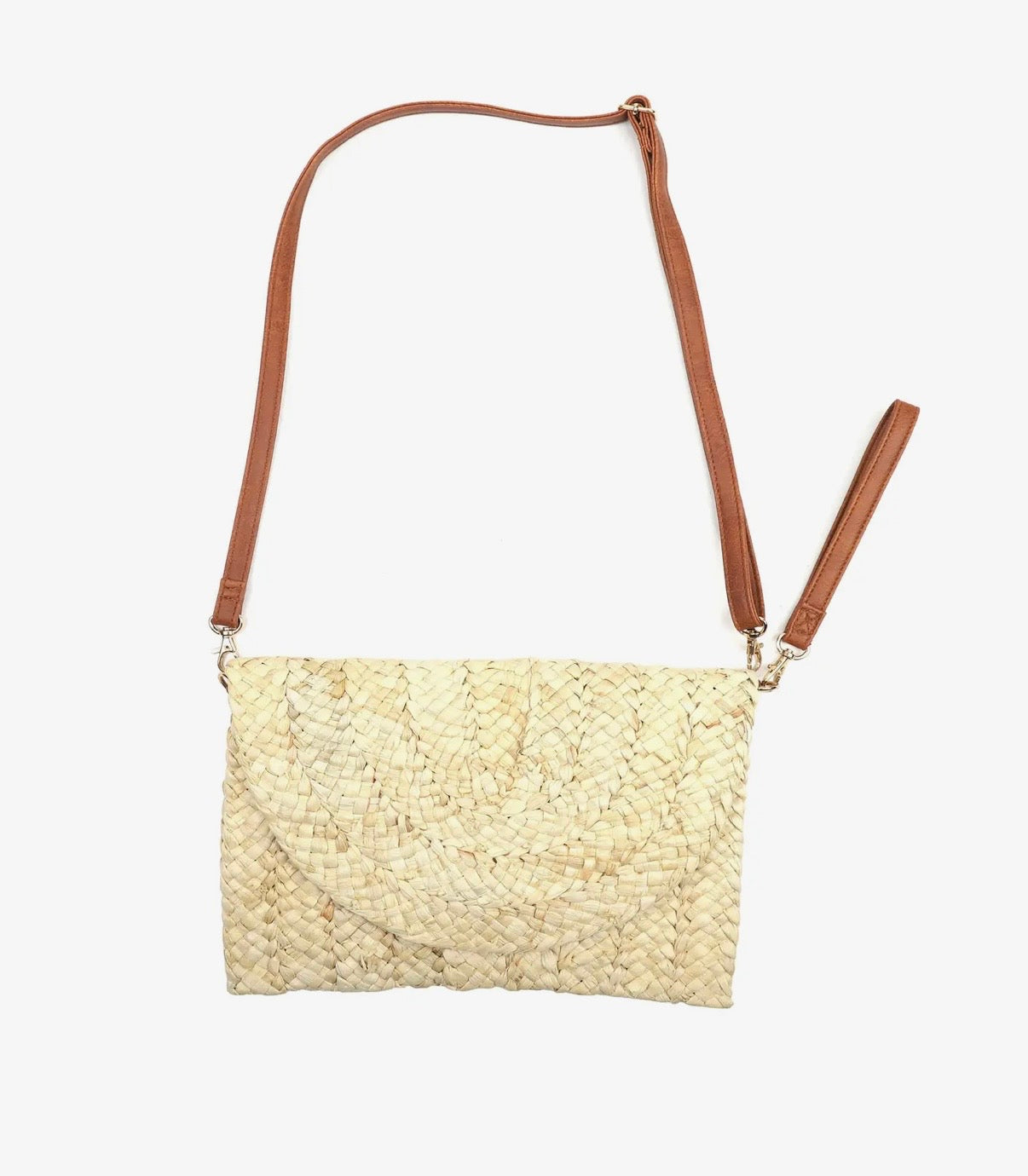 Envelope Straw Clutch in Natural