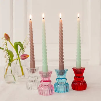 Twisted Candles in Mint Green & Taupe Pack of 4 - Rex London