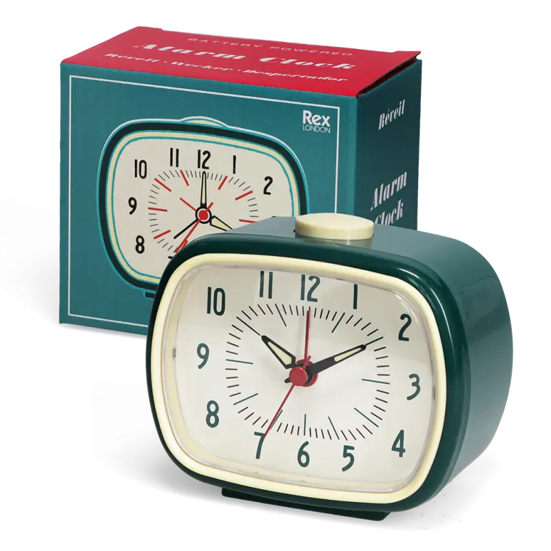 Retro Alarm Clock in Petrol Blue - Rex London