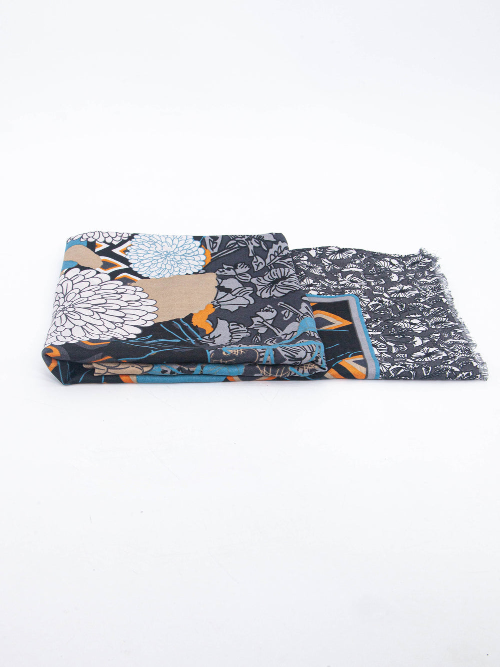Lightweight Flora Geometric Scarf in Green & Pink