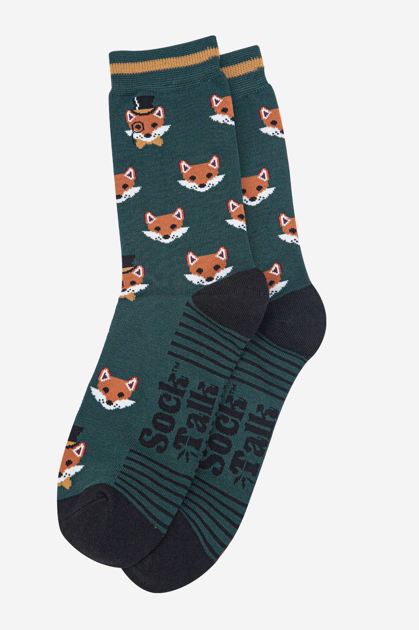 Dapper Fox Design Socks in Green & Black - Sock Talk