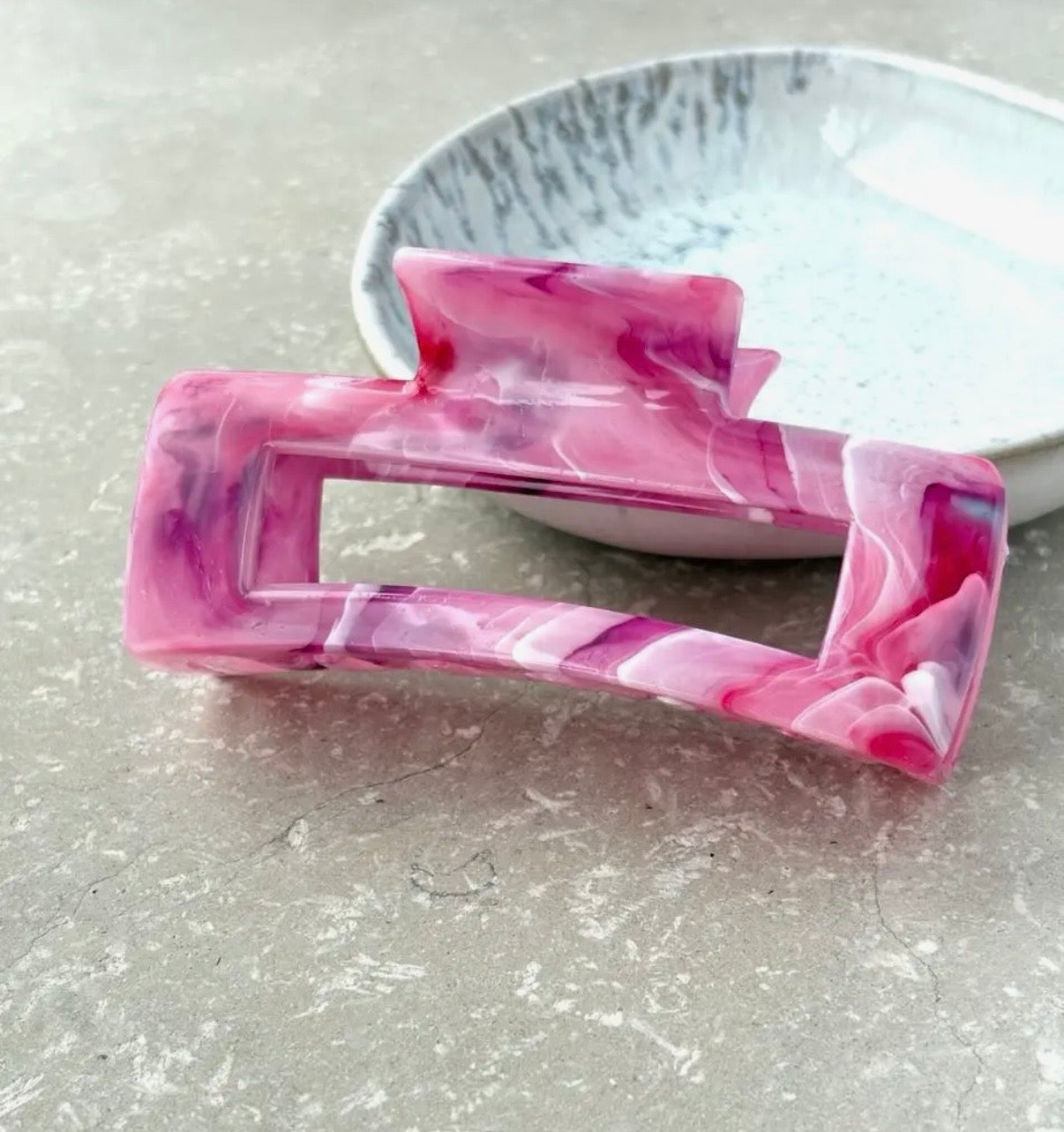 Pink Marble Effect Claw Clip