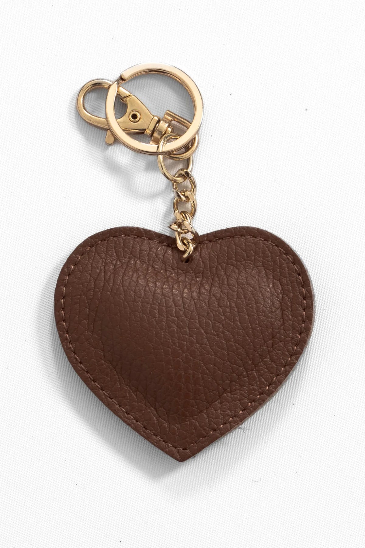 Italian Leather Heart Bag Charm in Chocolate Brown
