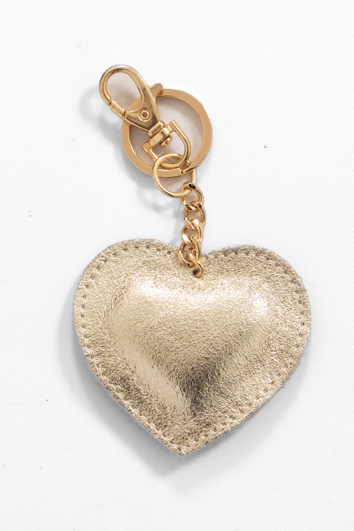 Italian Leather Heart Bag Charm in Gold