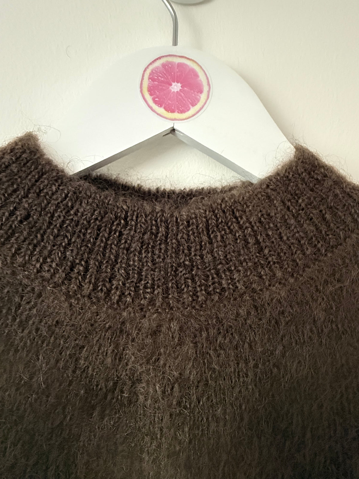 Fluffy Mohair Drop Shoulder Tank Top in Bitter Chocolate