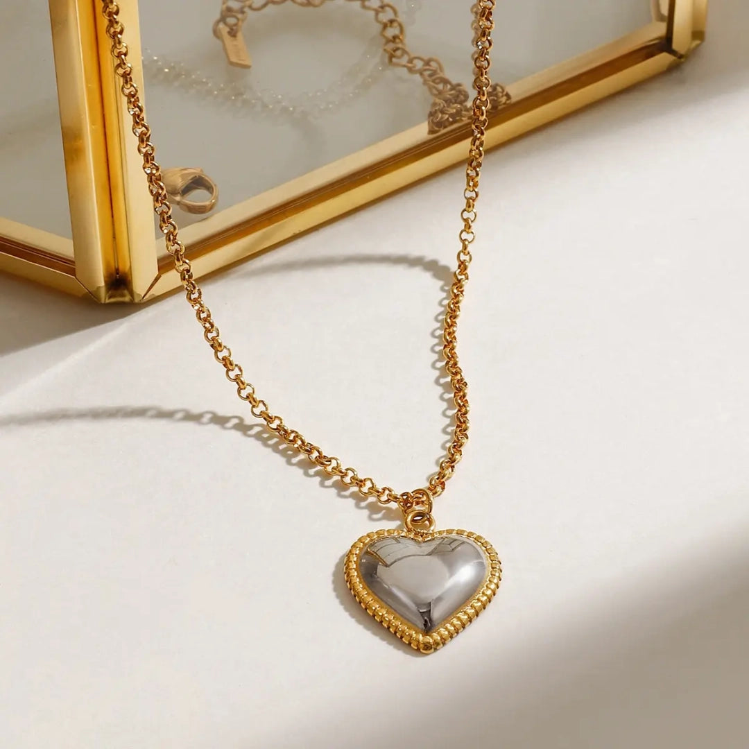 Heart Pendant Necklace in Mixed Metals - NOSTRUM