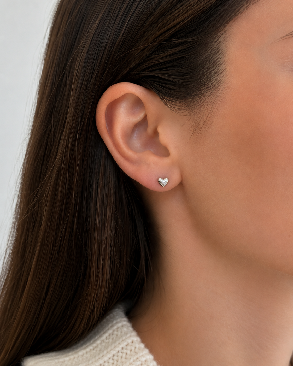 Small Puff Heart Studs in Silver - NOSTRUM