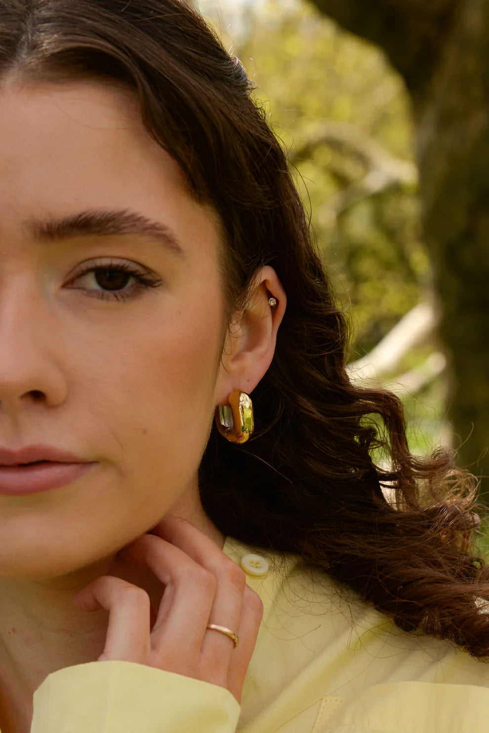 Chunky Rectangular Two-Tone Earrings - My Doris