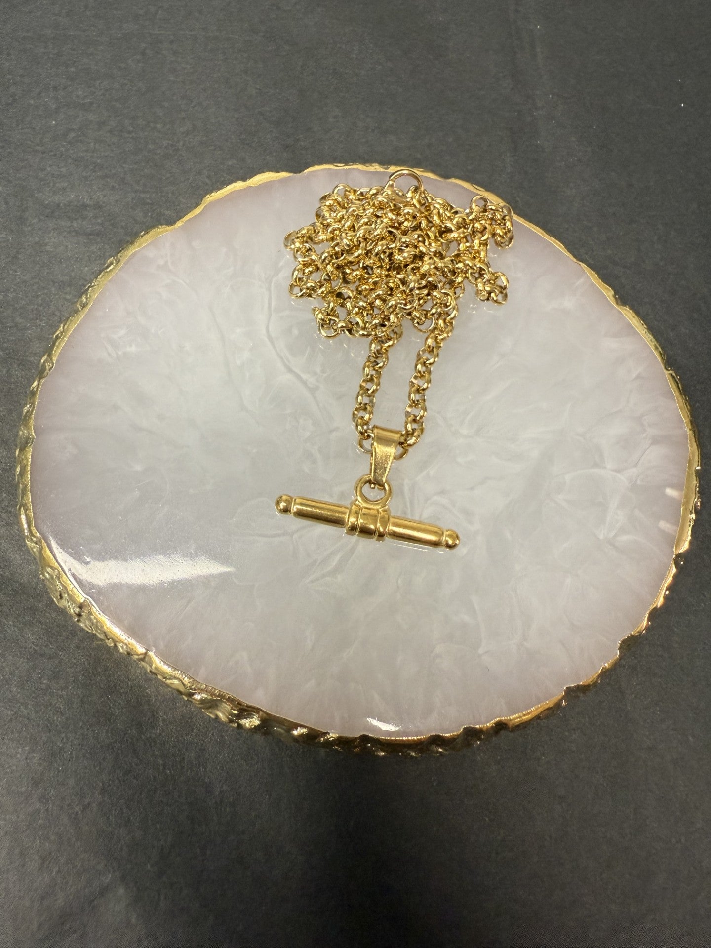 Gianni Vintage Style T-Bar Necklace in Gold - NOSTRUM