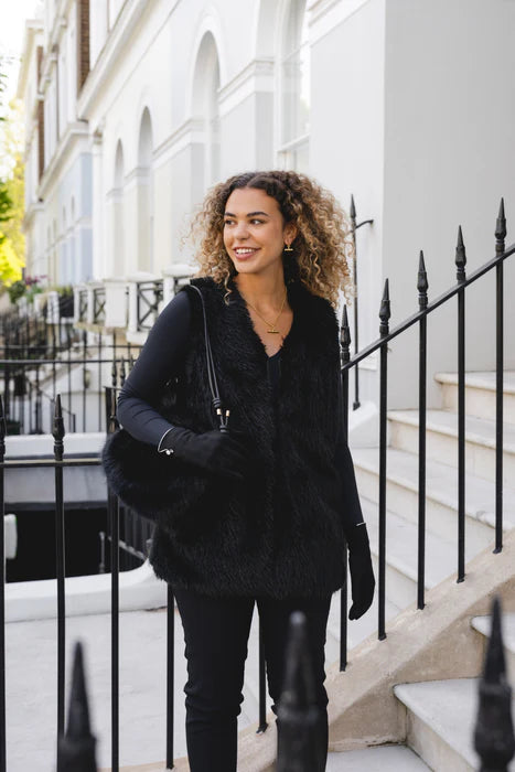 Faux Fur Shoulder Bag in Black