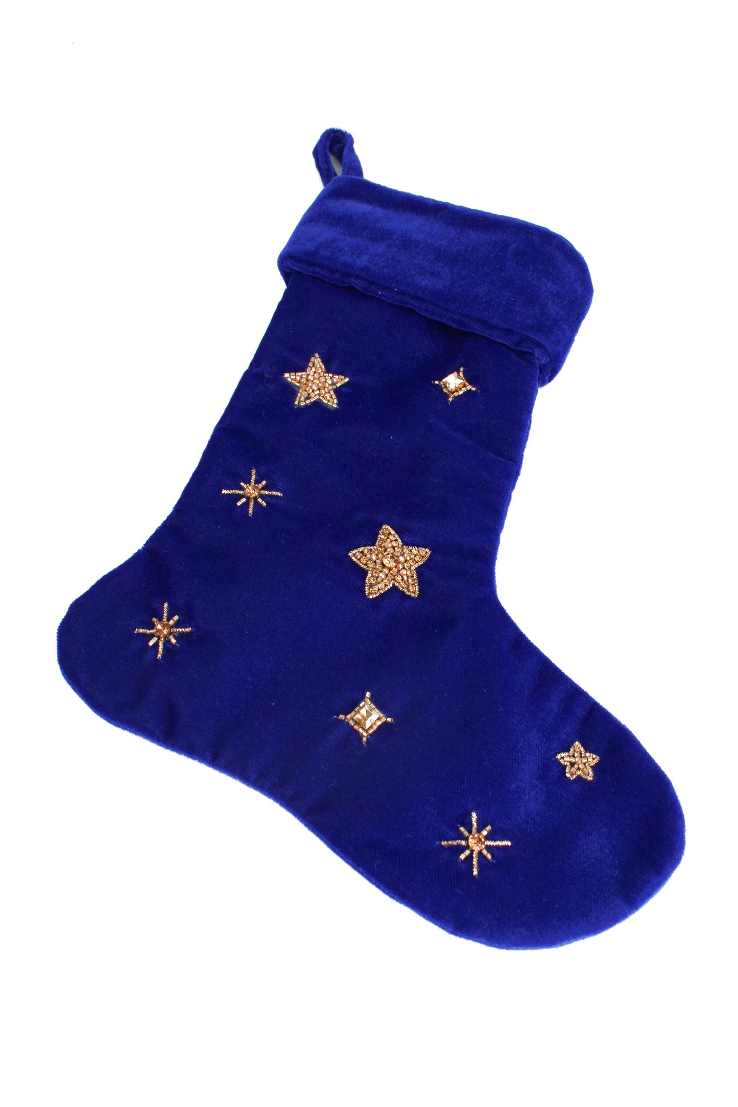 Christmas Stocking with Beaded Star Detail Assorted Colours - My Doris