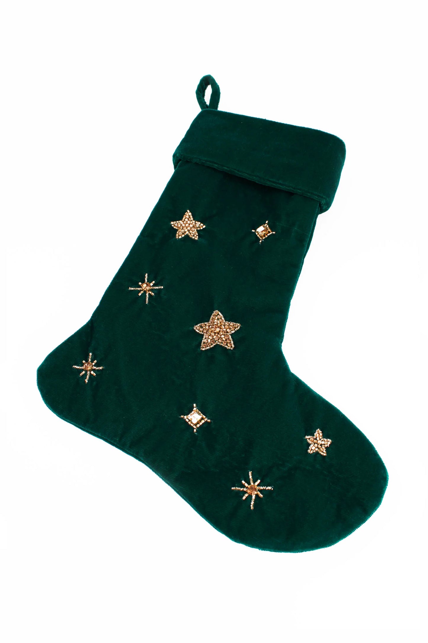 Christmas Stocking with Beaded Star Detail Assorted Colours - My Doris