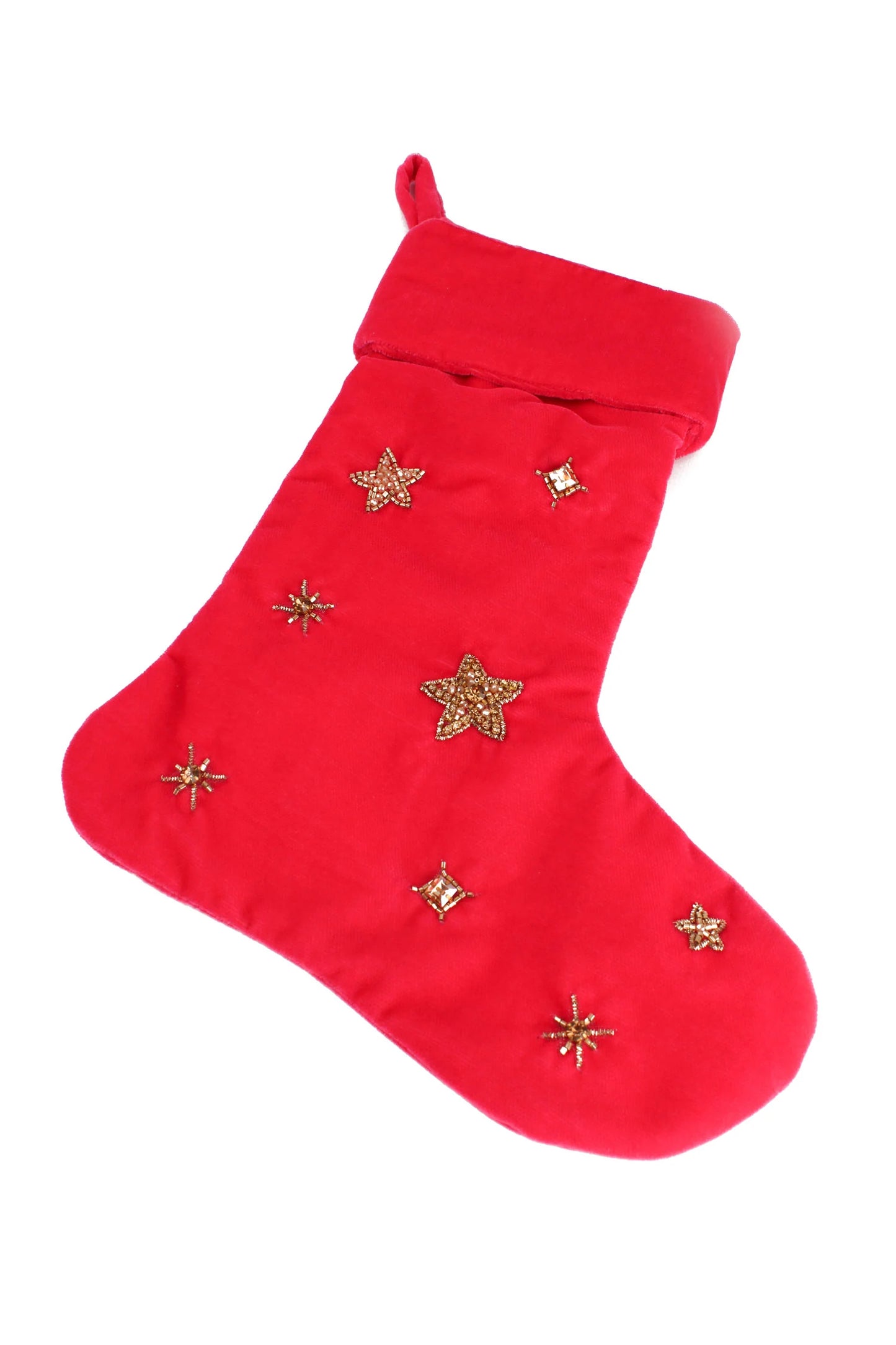 Christmas Stocking with Beaded Star Detail Assorted Colours - My Doris