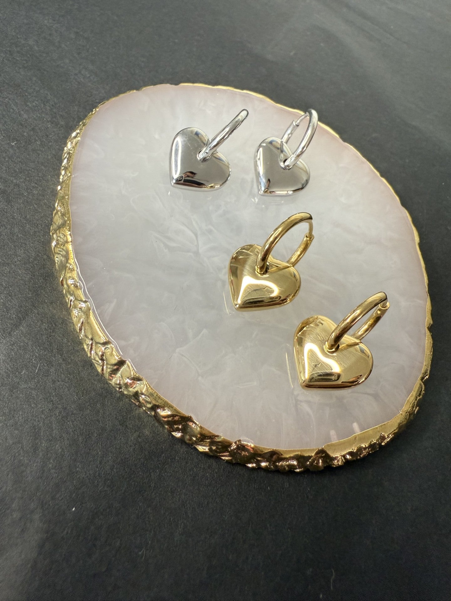 Downtown Chunky Heart Hoops in Silver - NOSTRUM