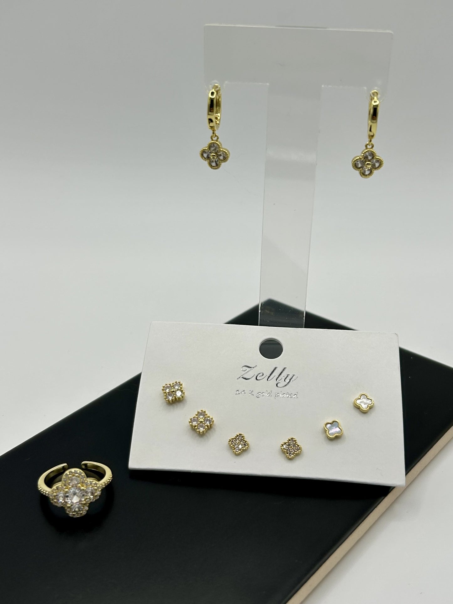 Clover Huggie Earrings - 14ct Gold Plated
