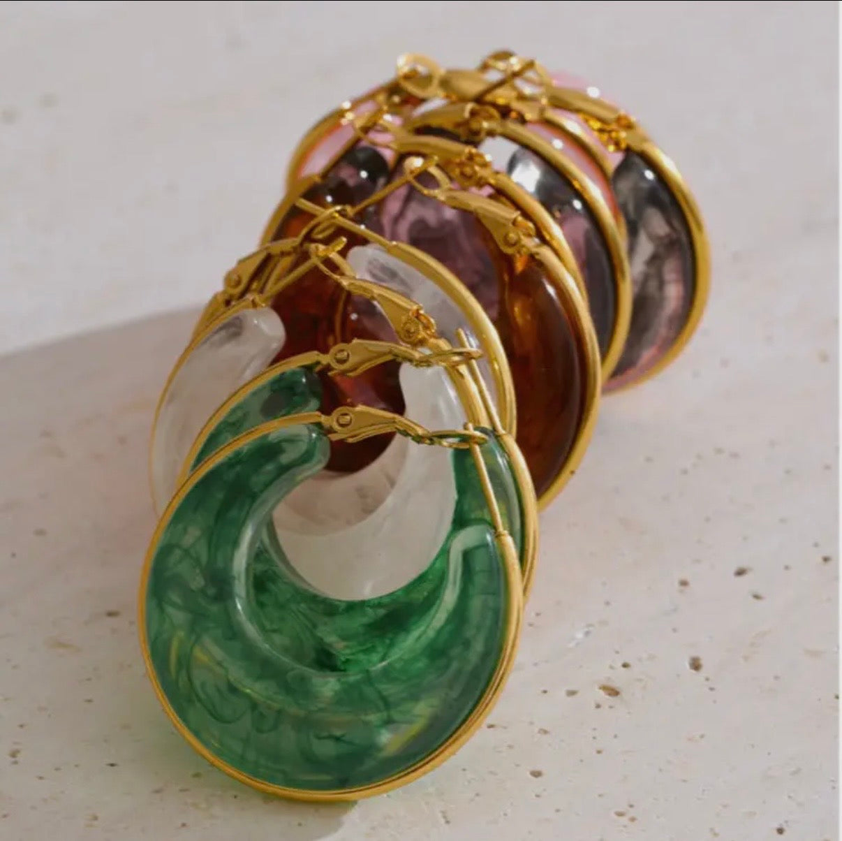 Acrylic Hoop Earrings in White - NOSTRUM