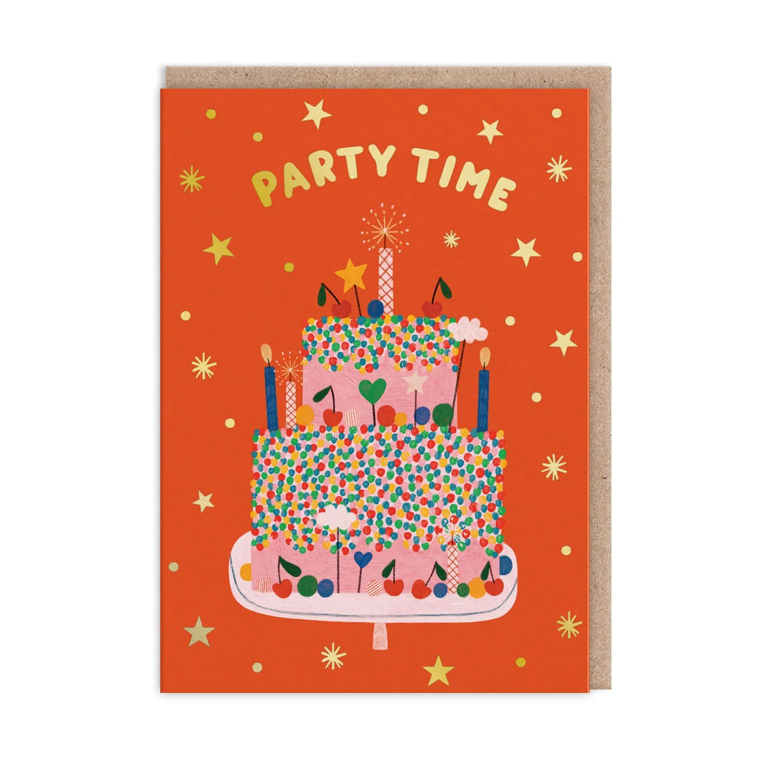 Party Time Red Cake Card - Ohh Deer
