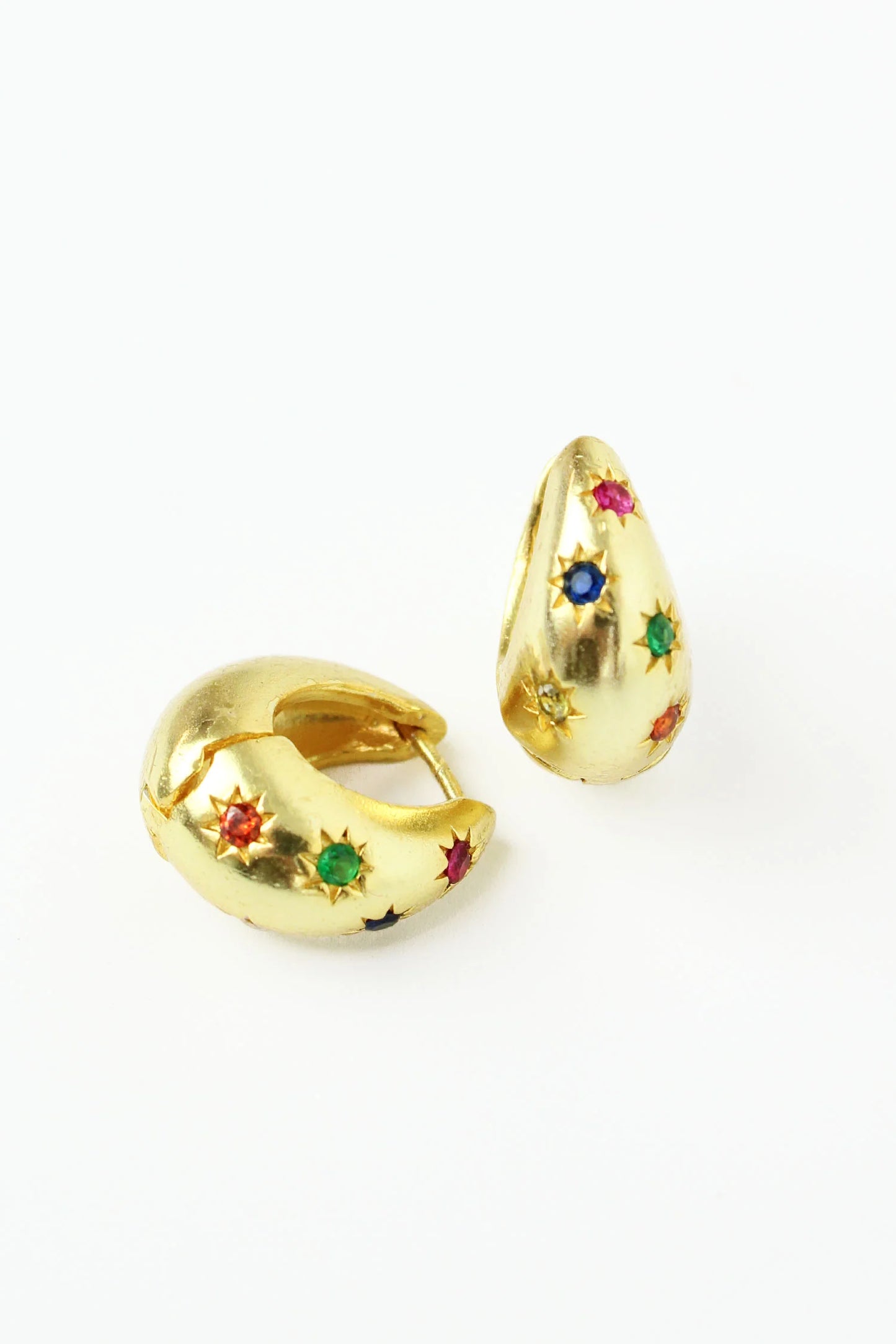 Chunky Hoops with CZ Coloured Gems 18ct Gold Plated - My Doris