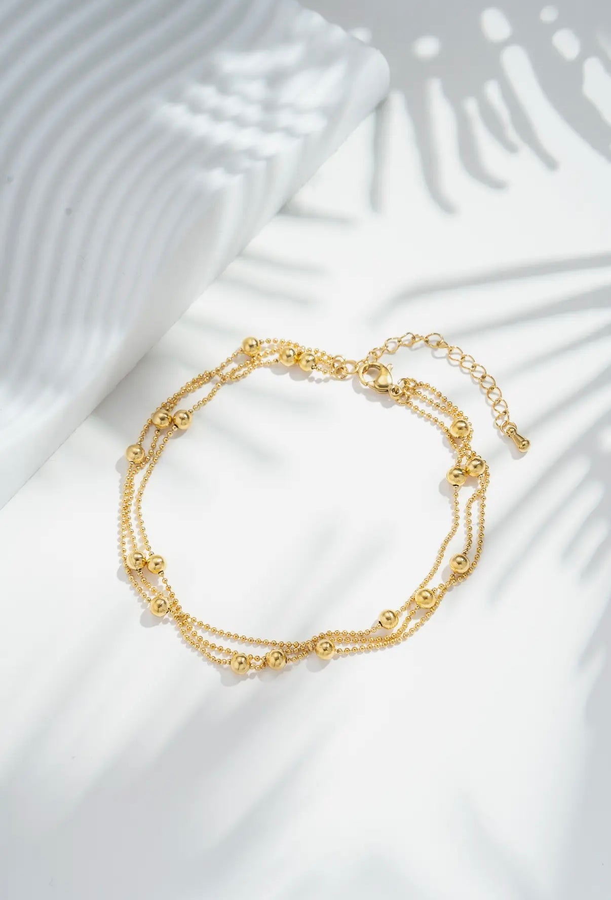 Triple Row Beaded Anklet in Gold - NOSTRUM