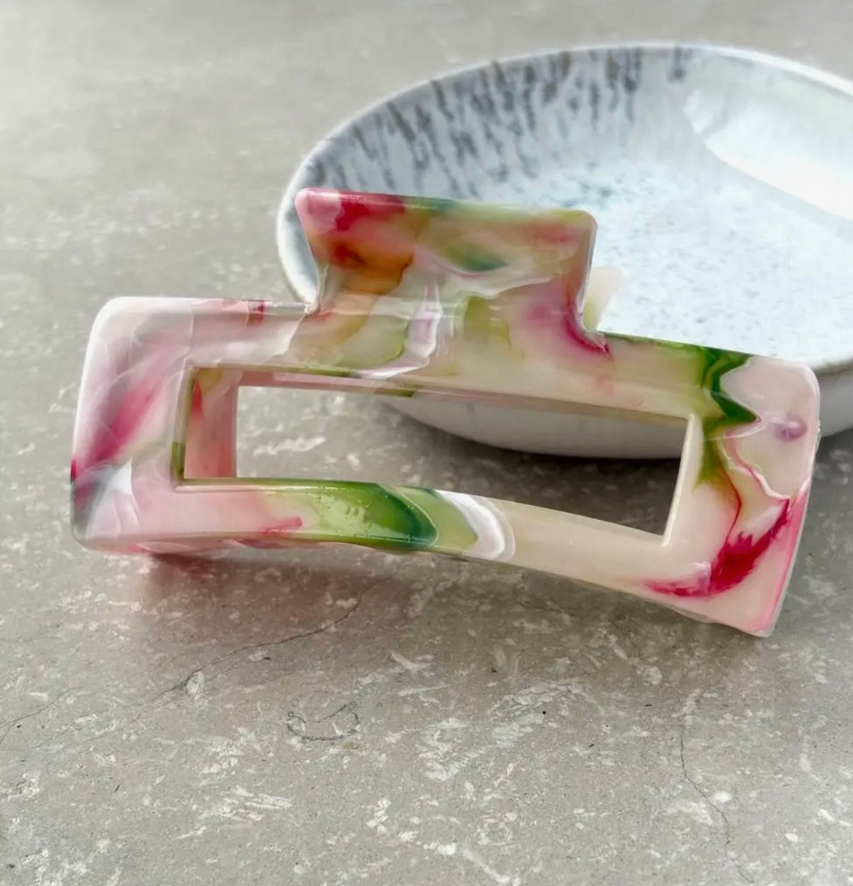 Pink & Green Marble Effect Claw Clip