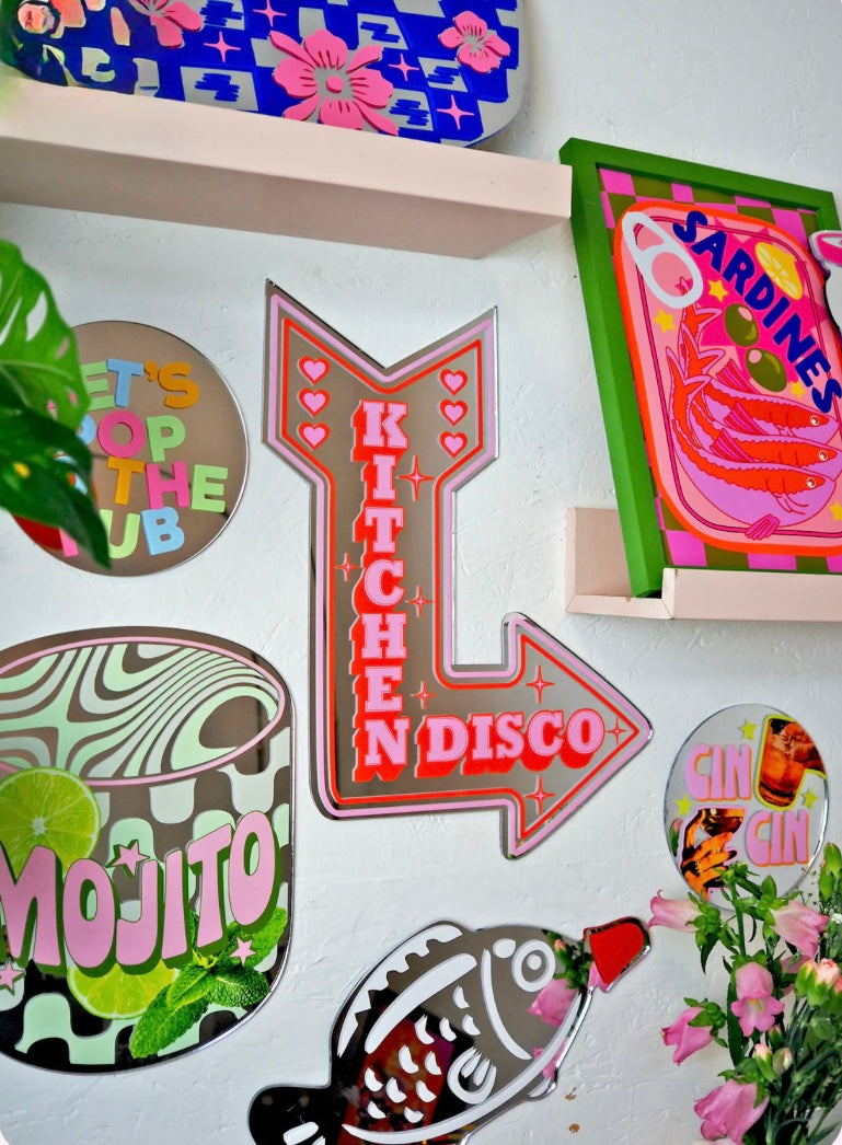 Retro Kitchen Disco Arrow Mirror - Printed Weird