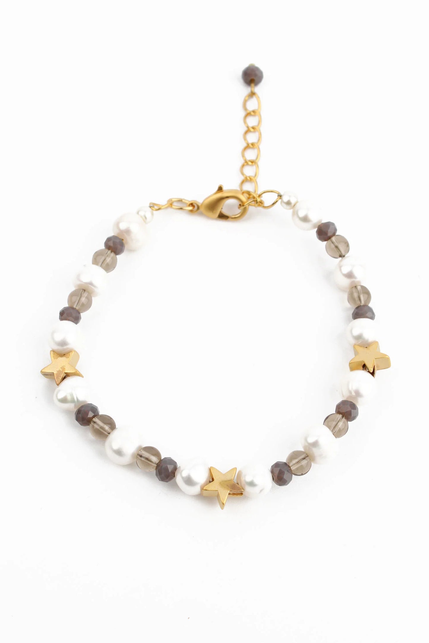 Grey Tonal Beaded Star Bracelet - My Doris