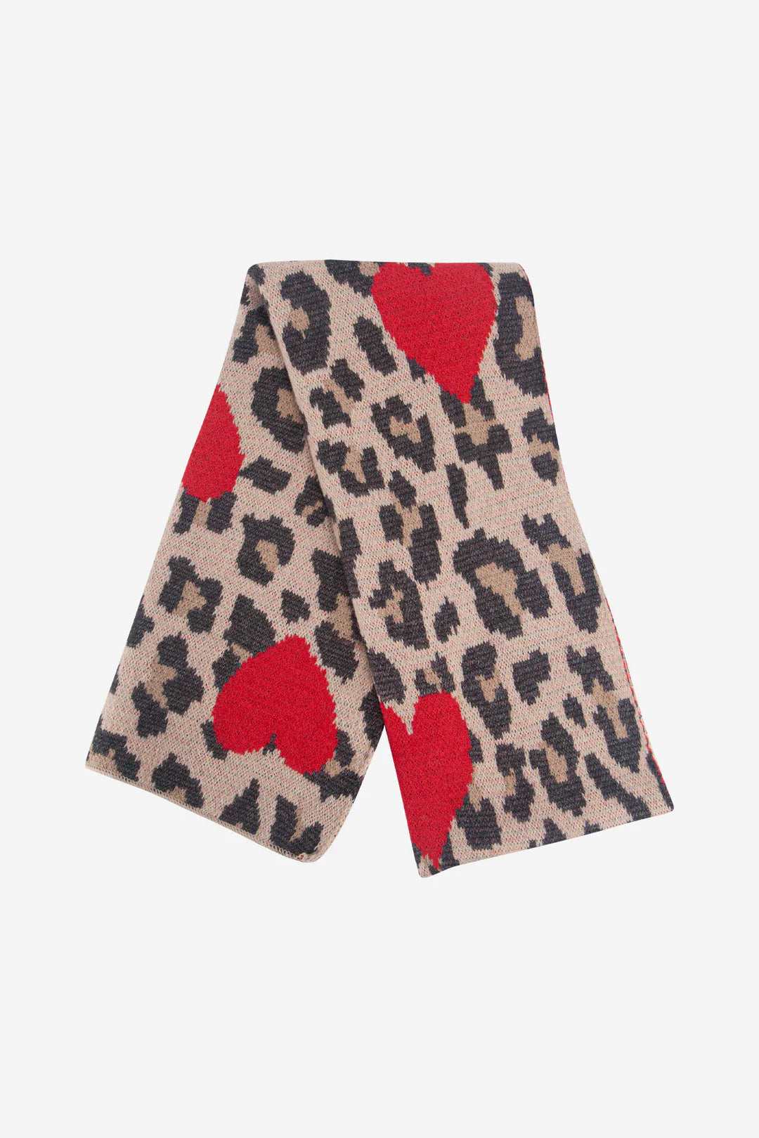 Cream Leopard & Hearts Print Heavyweight Scarf