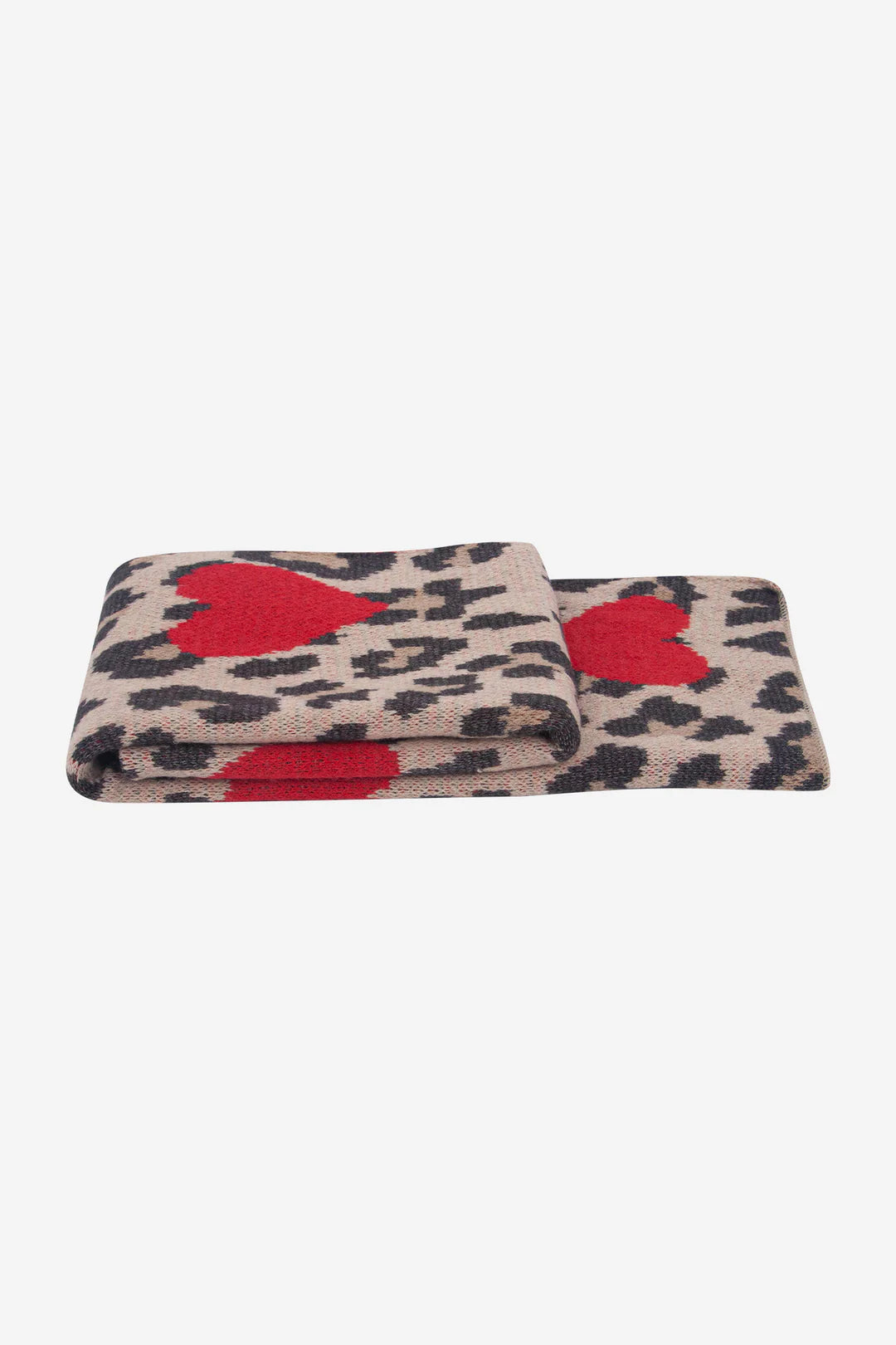 Cream Leopard & Hearts Print Heavyweight Scarf