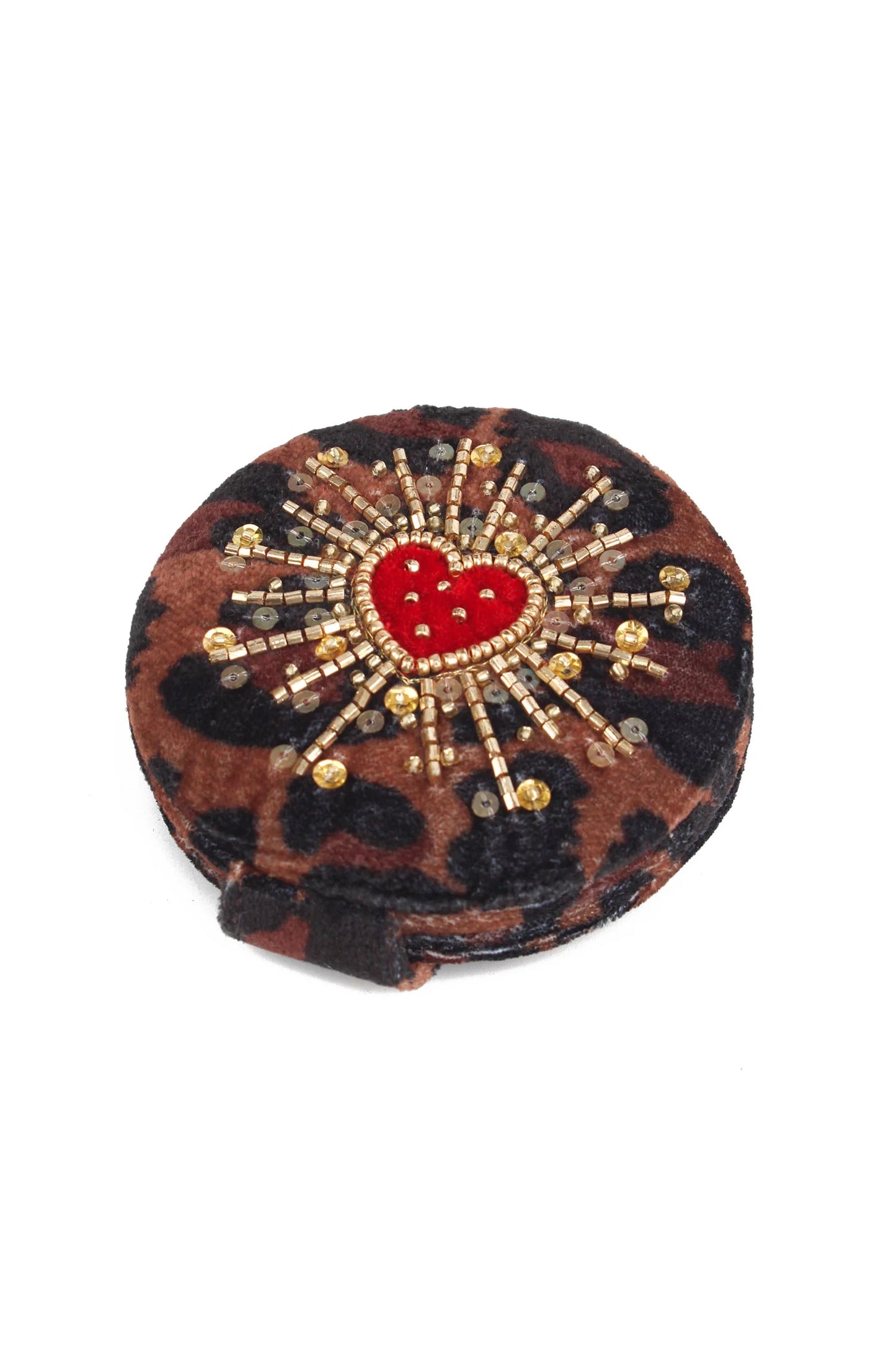 Leopard Print Heart Burst Compact Mirror - My Doris