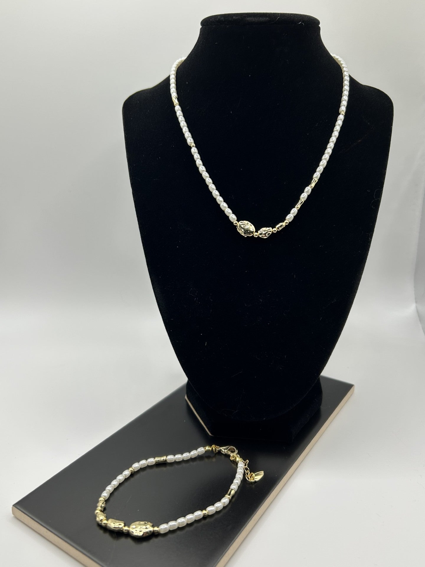 Ella Pearl Necklace with 14ct Gold Plated detail