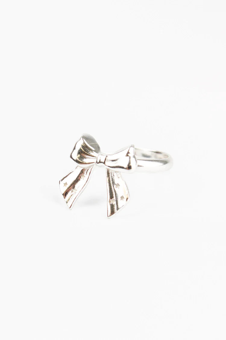 Silver Bow Adjustable Ring in Silver Plated - My Doris