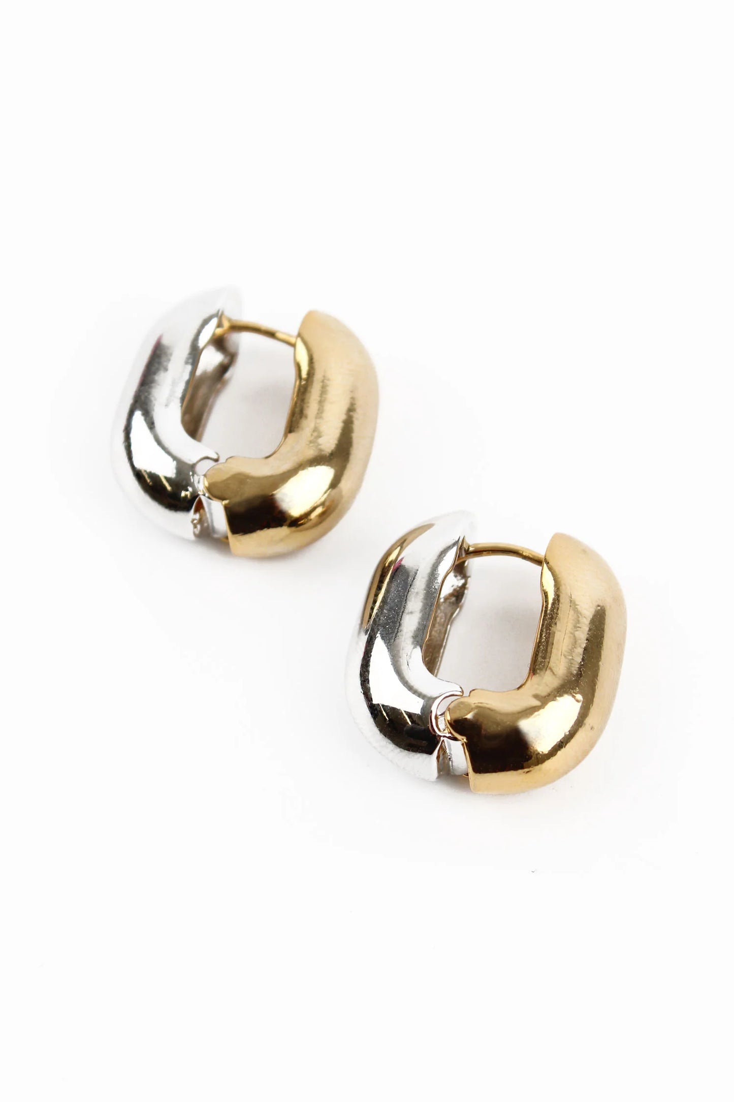 Chunky Rectangular Two-Tone Earrings - My Doris