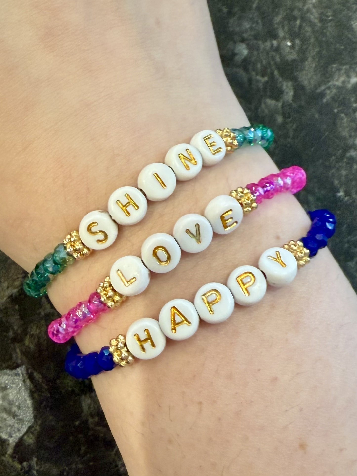 Blue "Happy" Beaded Bracelet - My Doris