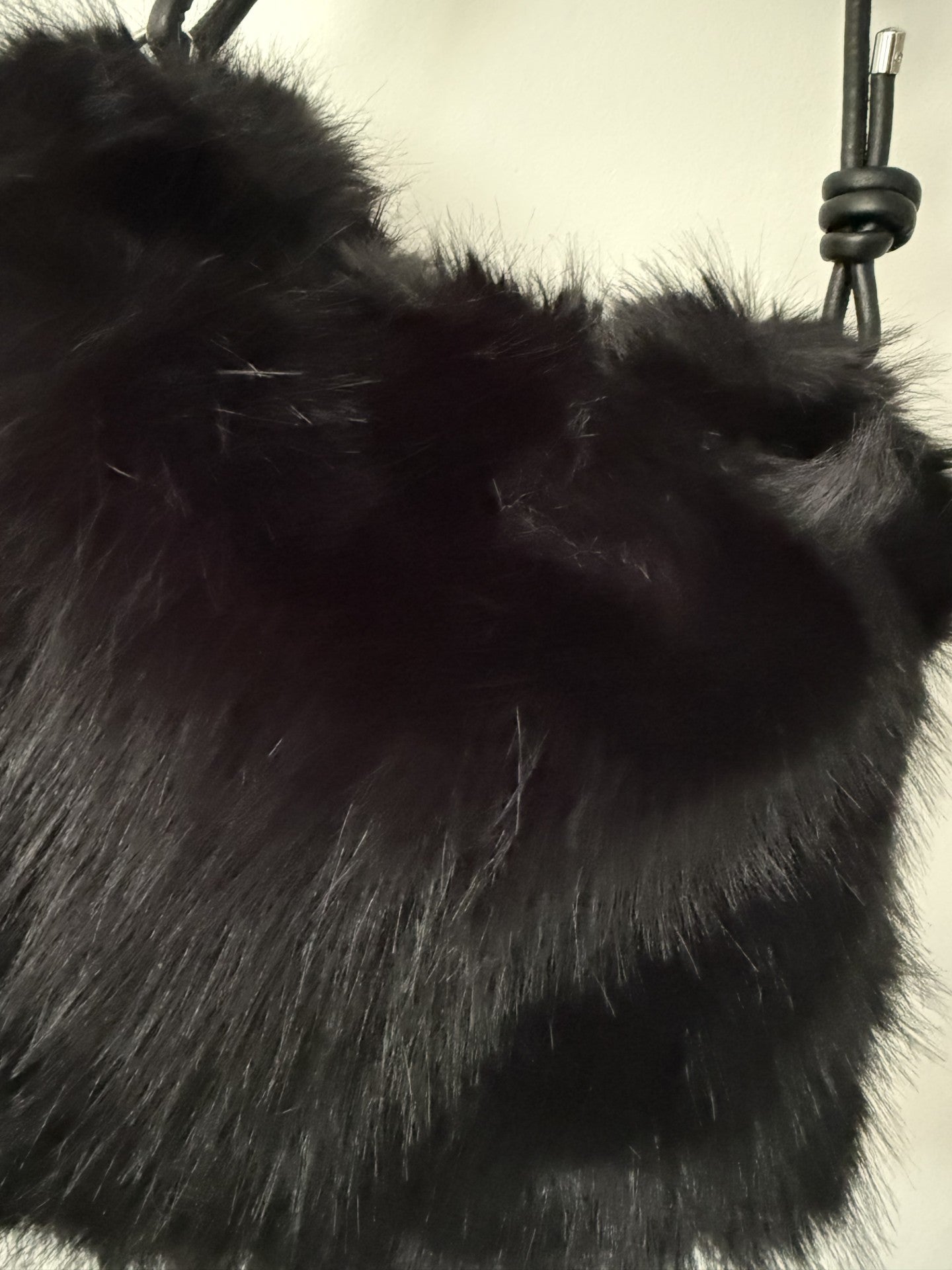 Faux Fur Shoulder Bag in Black