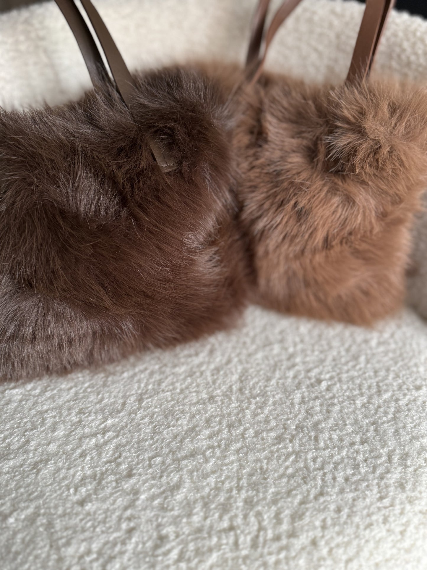 Faux Fur Handheld/Cross-body Bag in Mocha Mousse