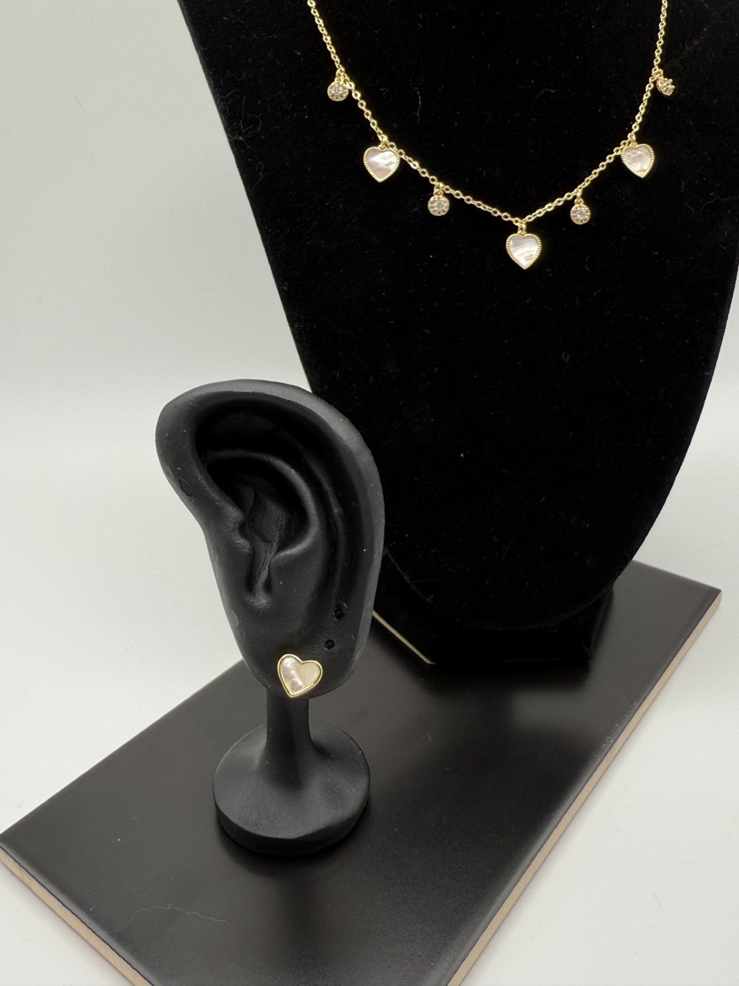 Eliana Heart Necklace - 14ct Gold Plated with CZ and Mother of Pearl Detail