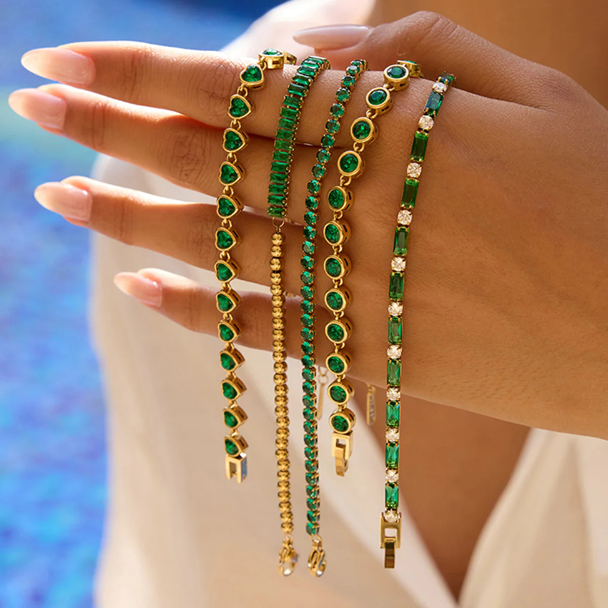Emerald Green CZ Tennis Bracelet in Gold - NOSTRUM