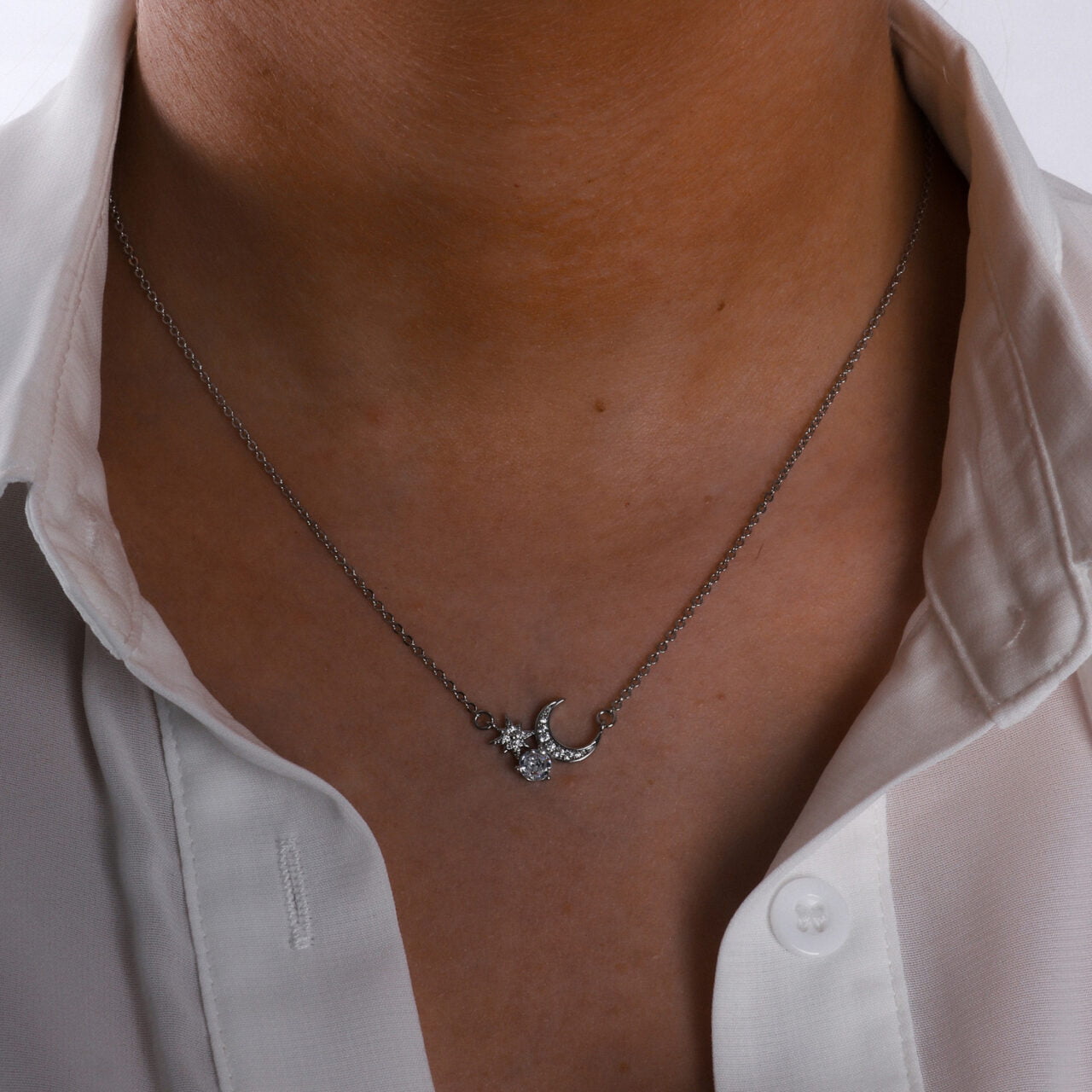 Luna Moon & Stars Necklace - Silver Plated