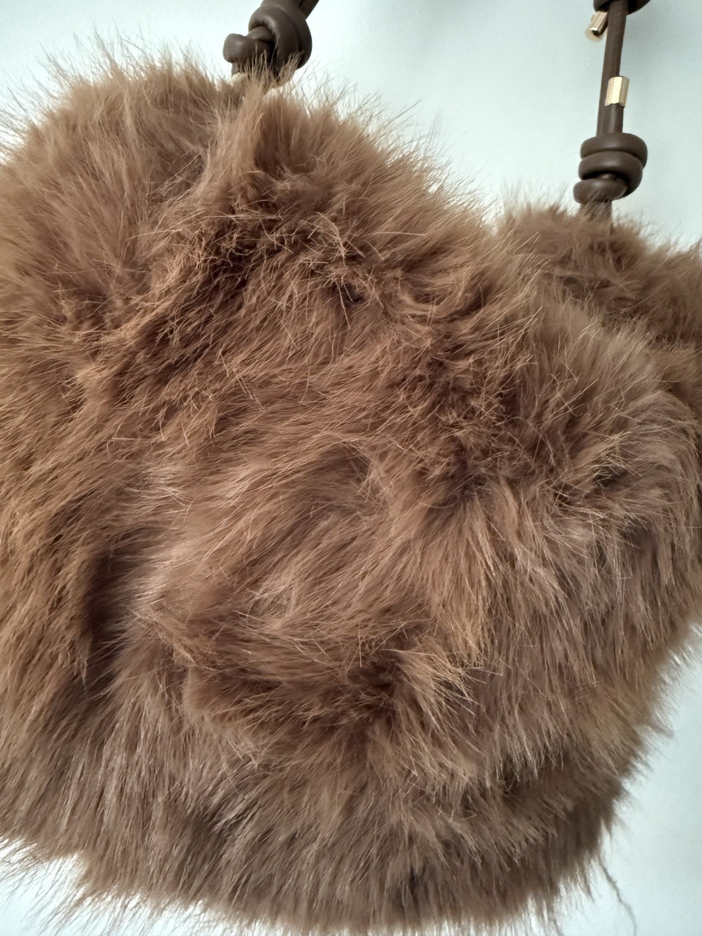 Faux Fur Shoulder Bag in Mocha Mousse
