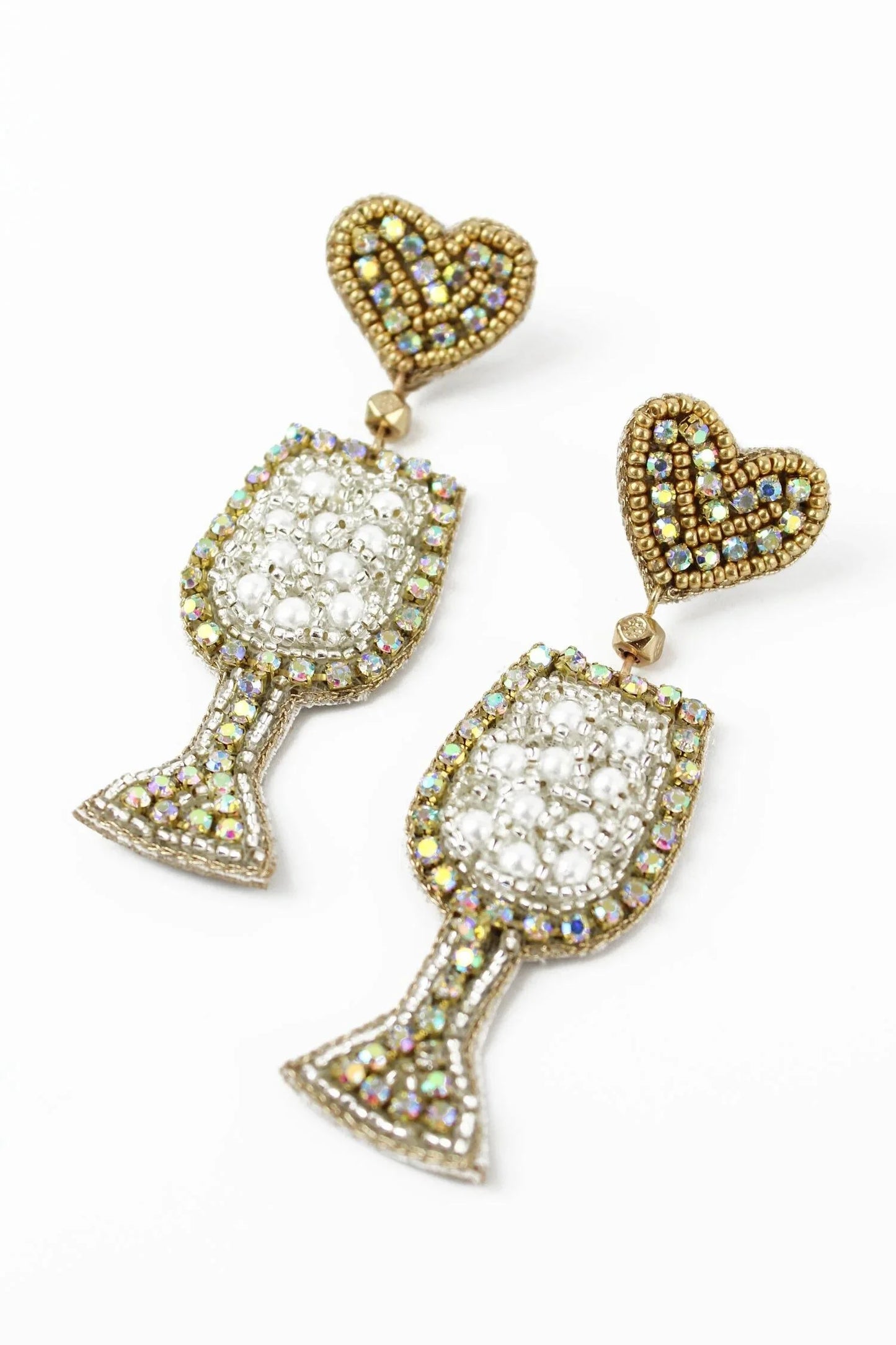 White Wine Spritzer Beaded Earrings - My Doris