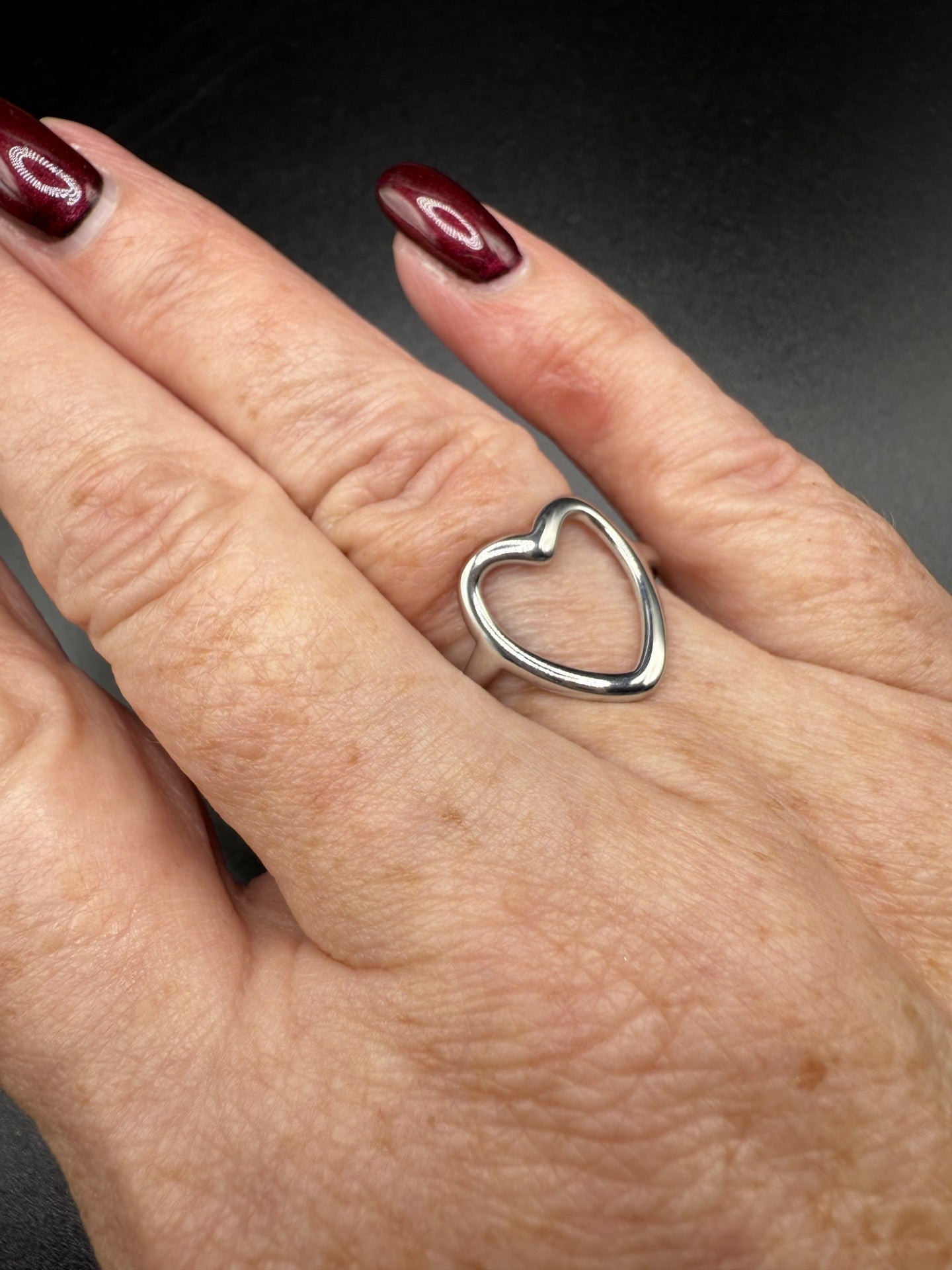 Open Heart Adjustable Ring in White Gold Plating - NOSTRUM