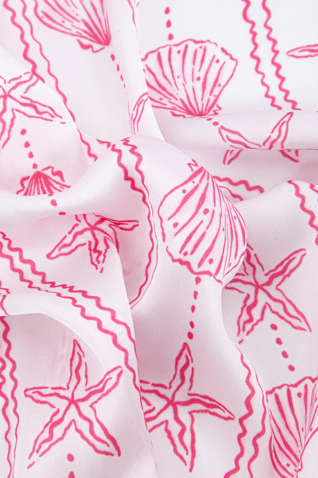 Faux Silk Square Scarf in Pink Shell Print