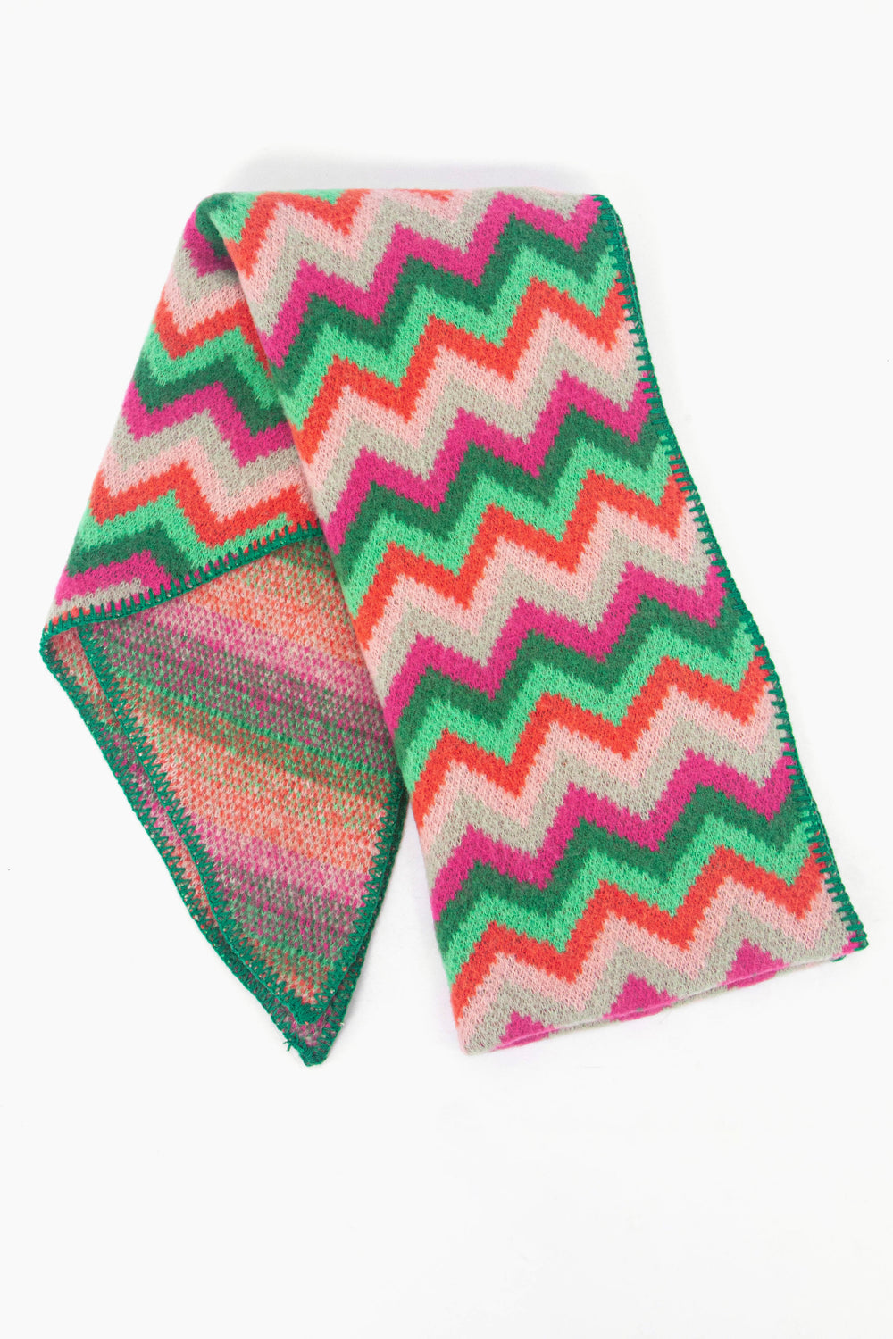 Asymmetric Green & Pink Heavyweight Scarf