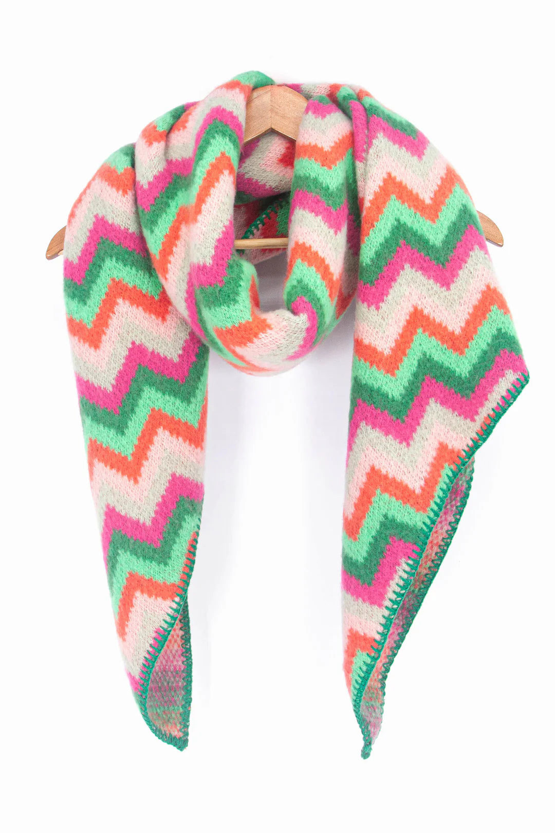 Asymmetric Green & Pink Heavyweight Scarf