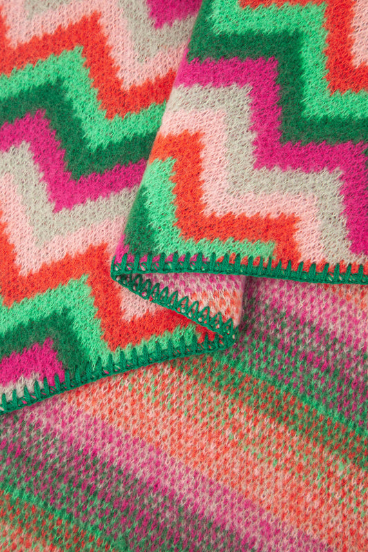 Asymmetric Green & Pink Heavyweight Scarf