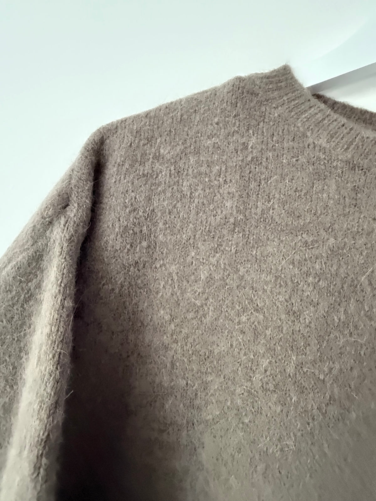 Alpaca Blend Slub Knit Short Sleeve Jumper in Mocha