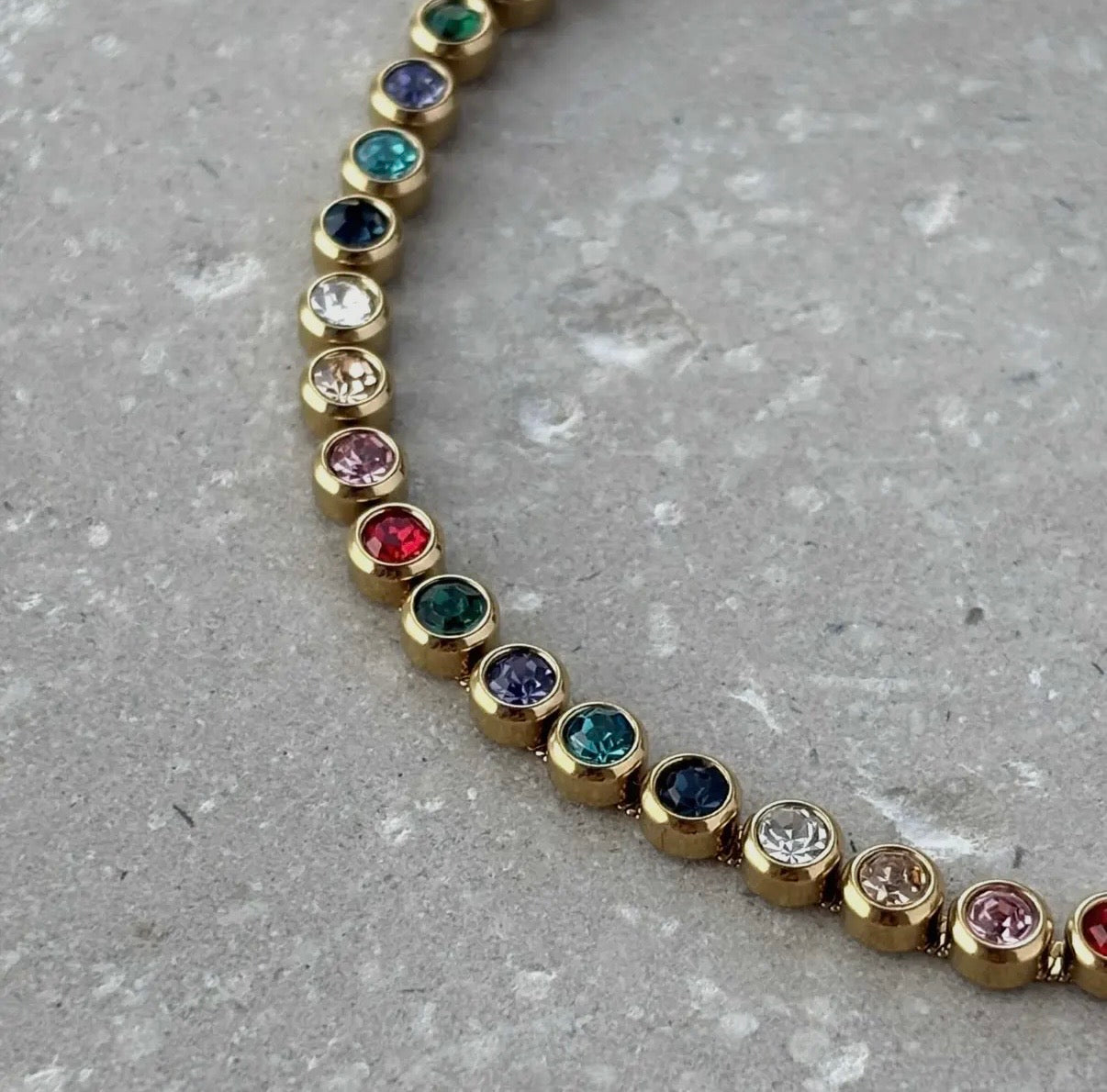 Multi Coloured CZ Tennis Bracelet in Gold - NOSTRUM