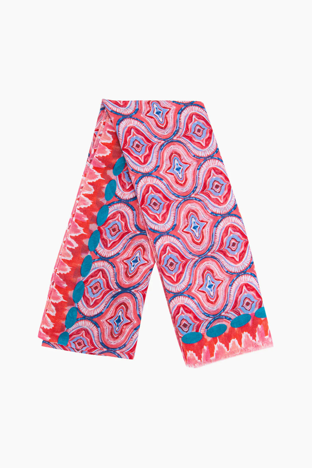 Lightweight Moroccan Tile Print Scarf in Red